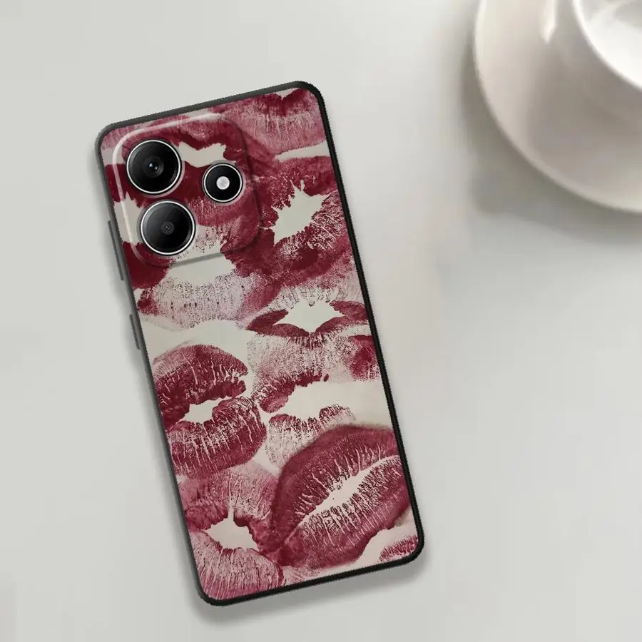 Чехол Lip Kiss для Xiaomi Redmi Note 15 13 14 Pro Plus 12C 13C K80 10 12 11 14C A4 A7 Pro 9 8 A5 A2 K40 A1