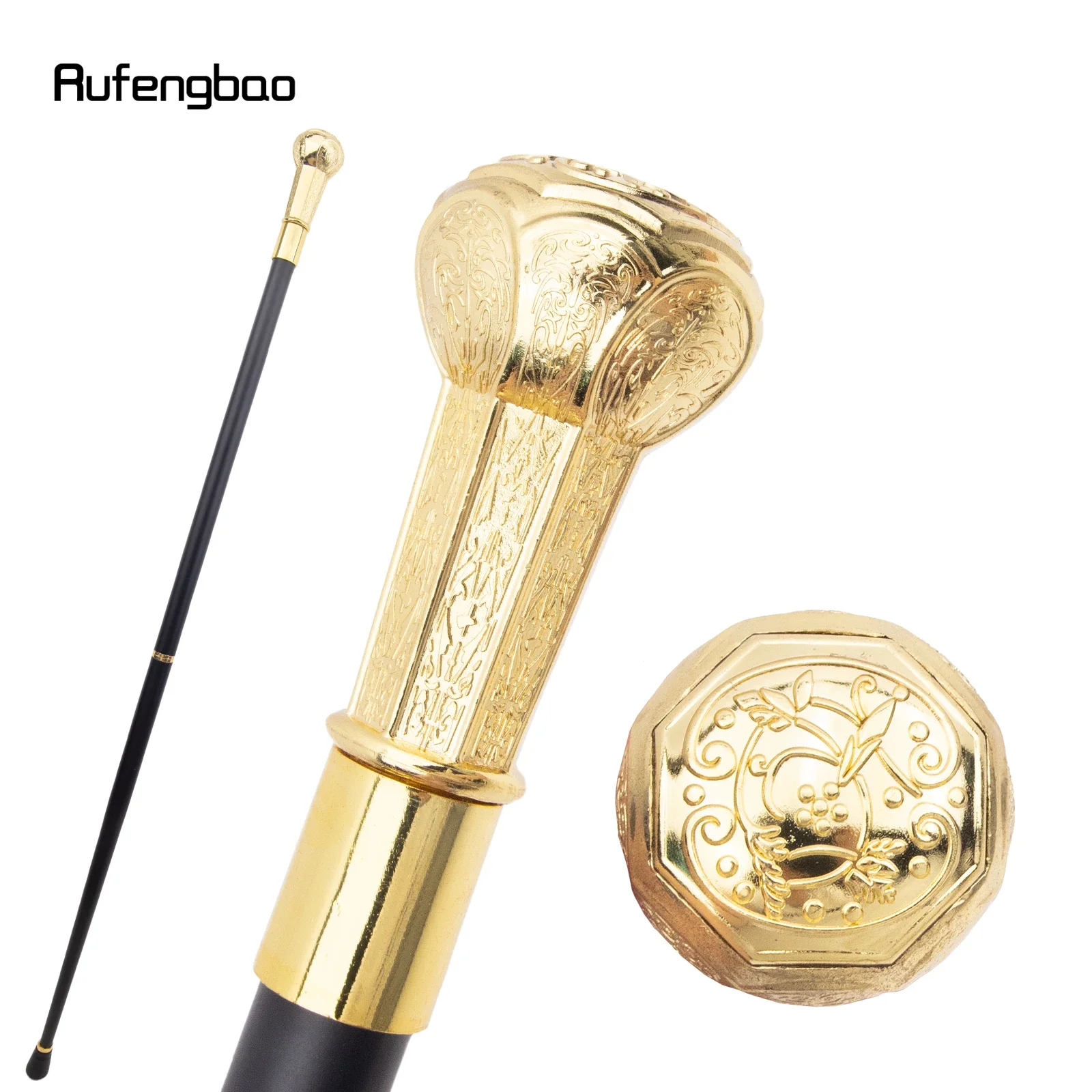 Golden Luxury Flower Eight Pointed Handle Fashion Walking Stick for Party Decorative Walking Cane Elegant Knob Crosier Knob 93cm