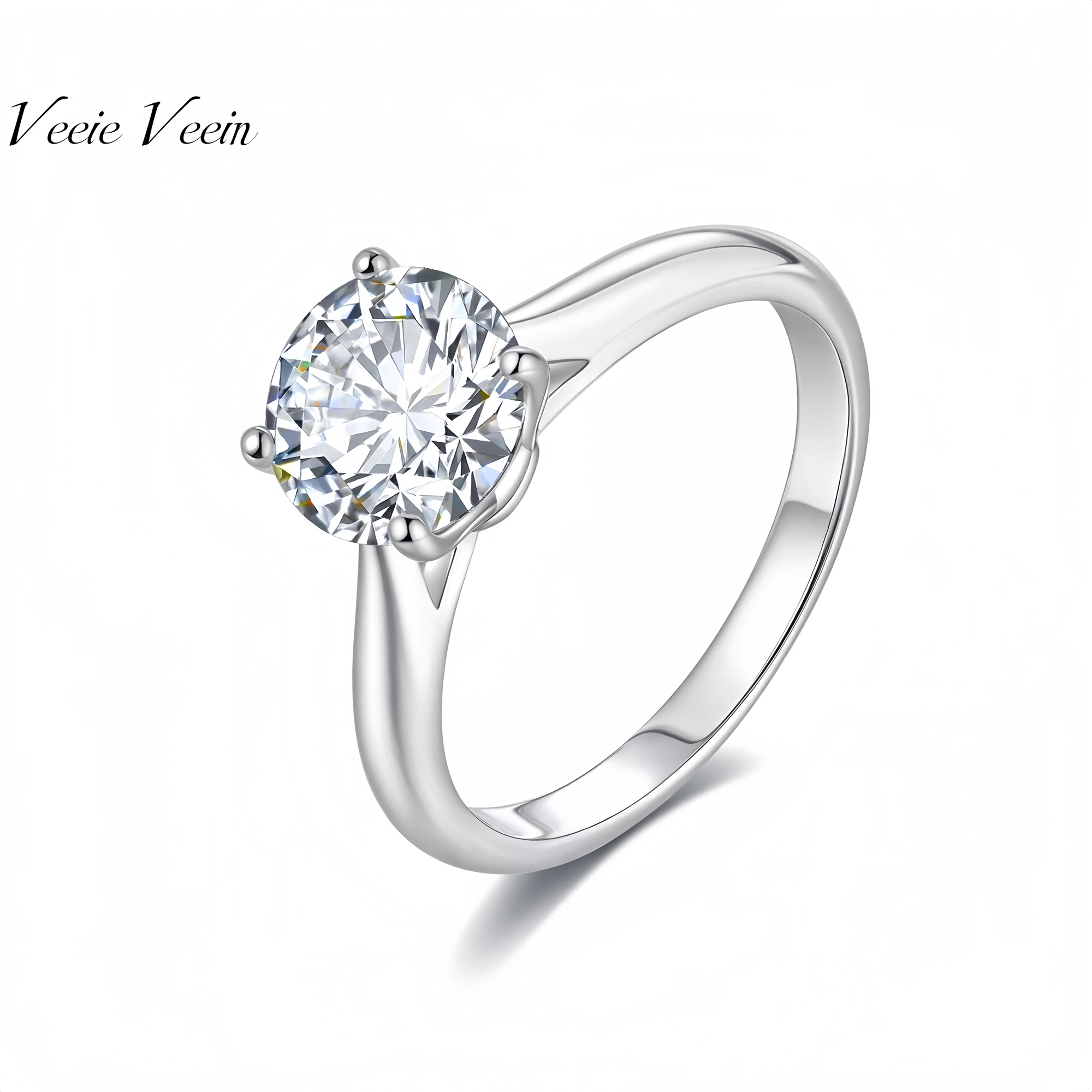 

Veeie Veein Luxury Brand S925 Sterling Silver Ring GRA Certificate 2-Carat Moissanite Engagement Ring Simple Accessories