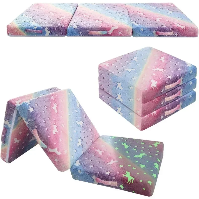 Tri Folding Foam Floor Mat for Children, Foldable Bed  Portable Memory  Mattress