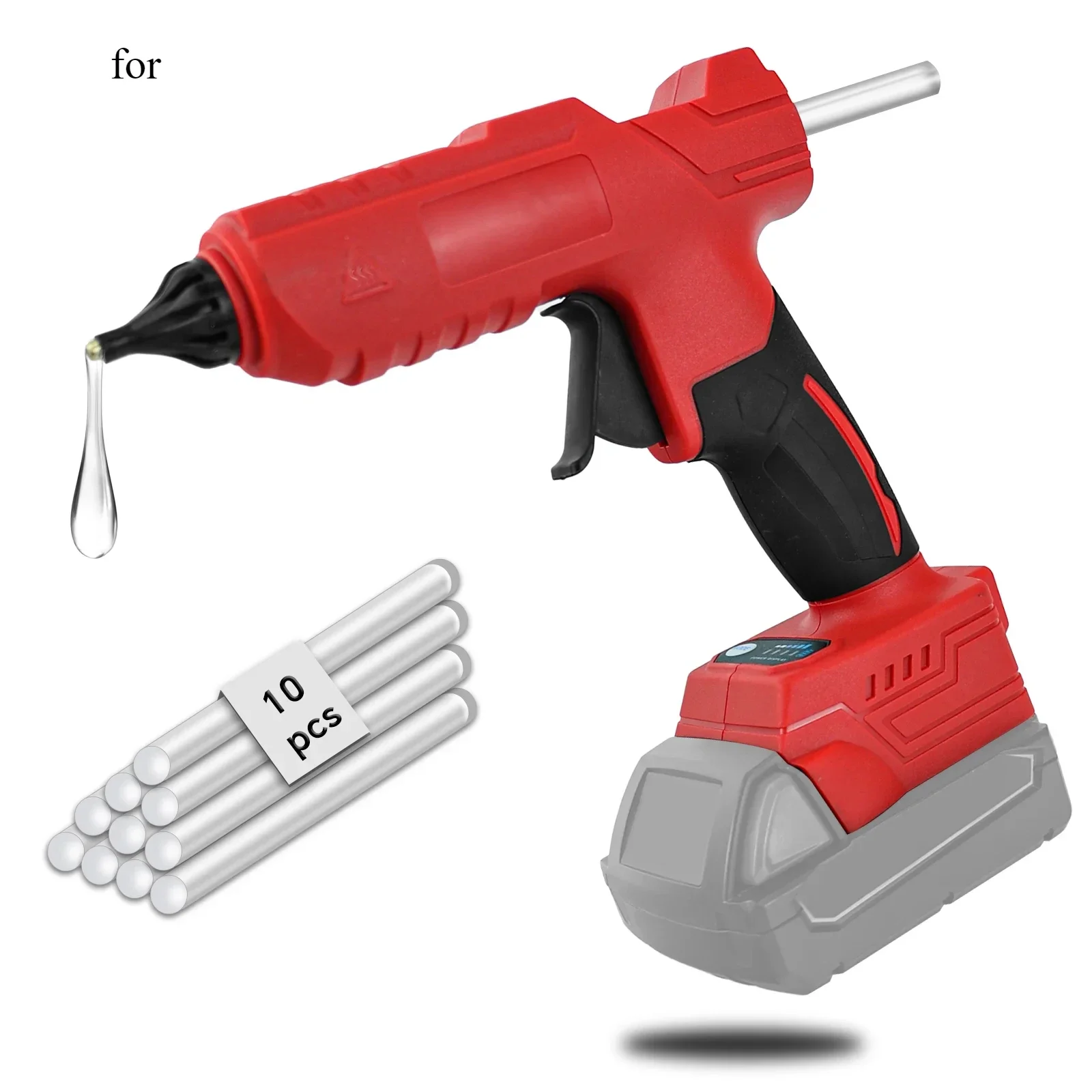 

100W Cordless Hot Glue Gun for Milwaukee 18V Battery with 10Pcs 11mm Glue Sticks Quick Preheating DIY Repair Tool