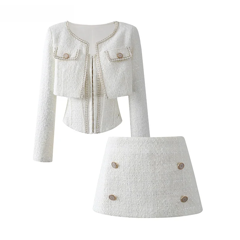 

Original Design ort Outerwear Set for Women Faionable 3D Brtte Two-Piece Suit Ele Sle Spring Season