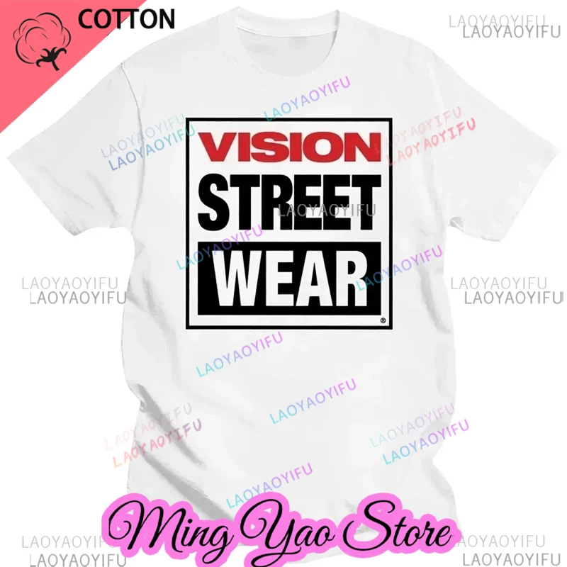 Men Women Vision Street Wear T-Shirt Vision Street Wear T-Shirt Blanks Vintage Summer Top Fitted T Shirts for Men