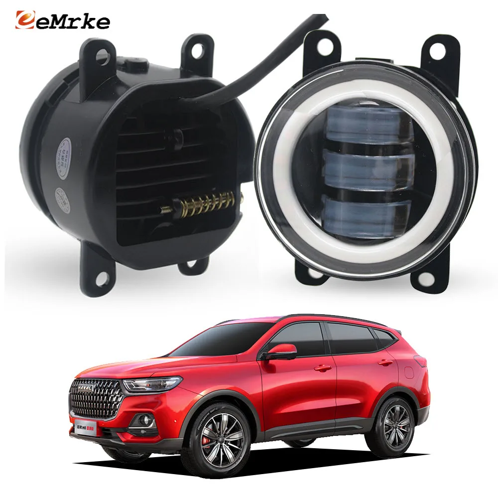 

Обновление светодиодных противотуманных фар желтого цвета, кольцо указателя поворота для Haval H6 2G MK2 2018 2019 2020, линза Angel Eye DRL Luz de niebla 30 Вт, пара