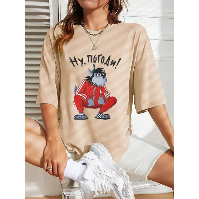 Tracksuit Squat Wolf TShirt Nu Pogodi Well Just You Wait Wolf Hare Cartoon Graphic Tshirts Vintage Funny Unisex Short-sleeve Top