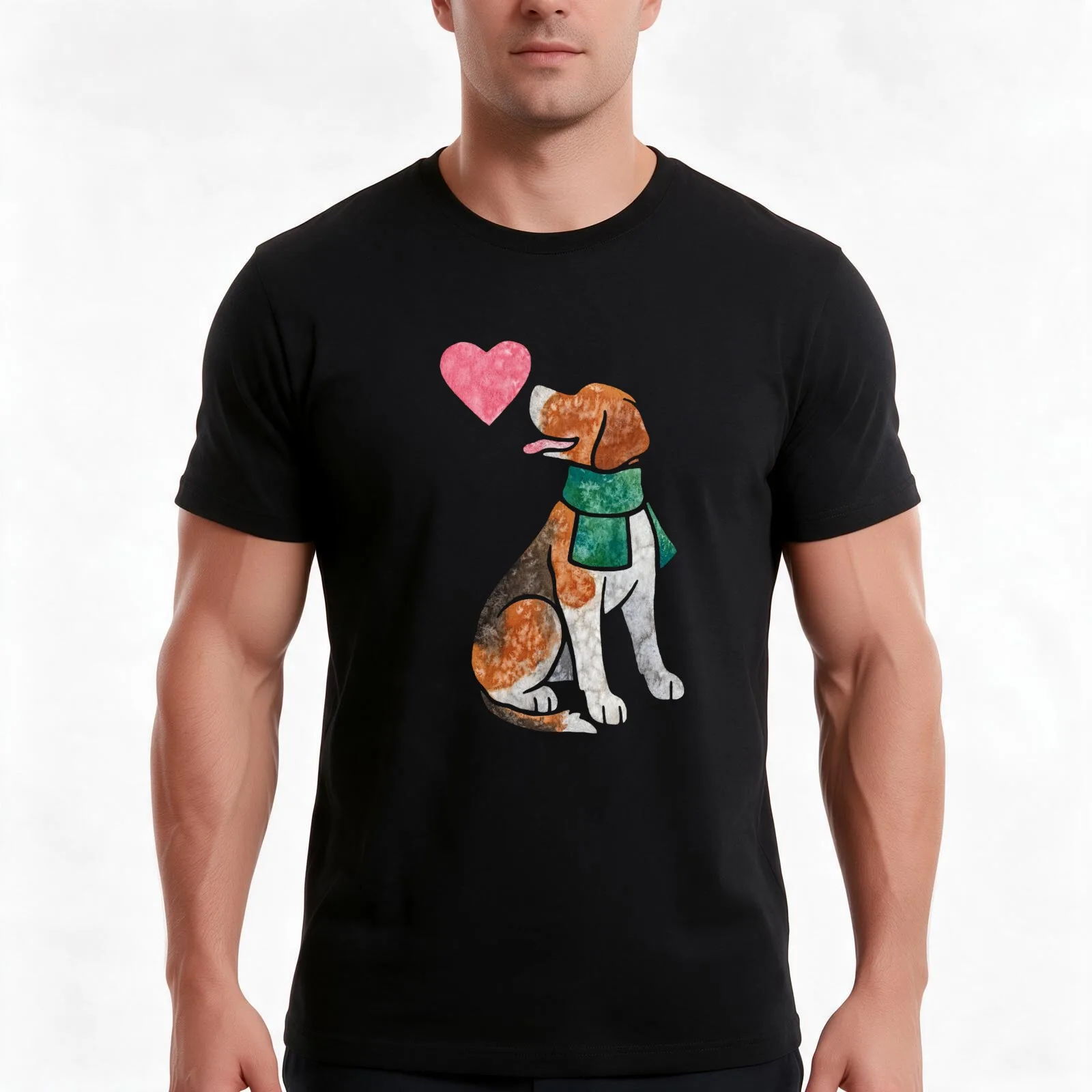 Watercolour Foxhound T-Shirt, Summer Casual Cotton Tee, Oversized Streetwear Tops, Vintage Graphic Print, Loose Fit Short Sleeve