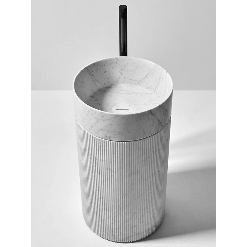Nordic household floor-to-ceiling natural marble column basin hand basin custom villa high-end creative outdoor column basin