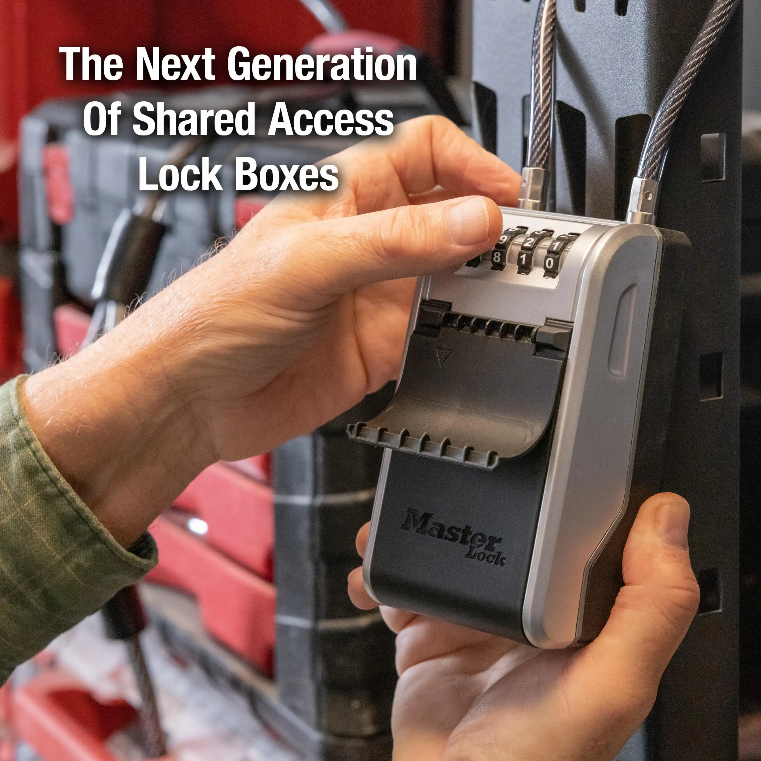 High Capacity Key Lockbox, Combination Dial, Removable Cable