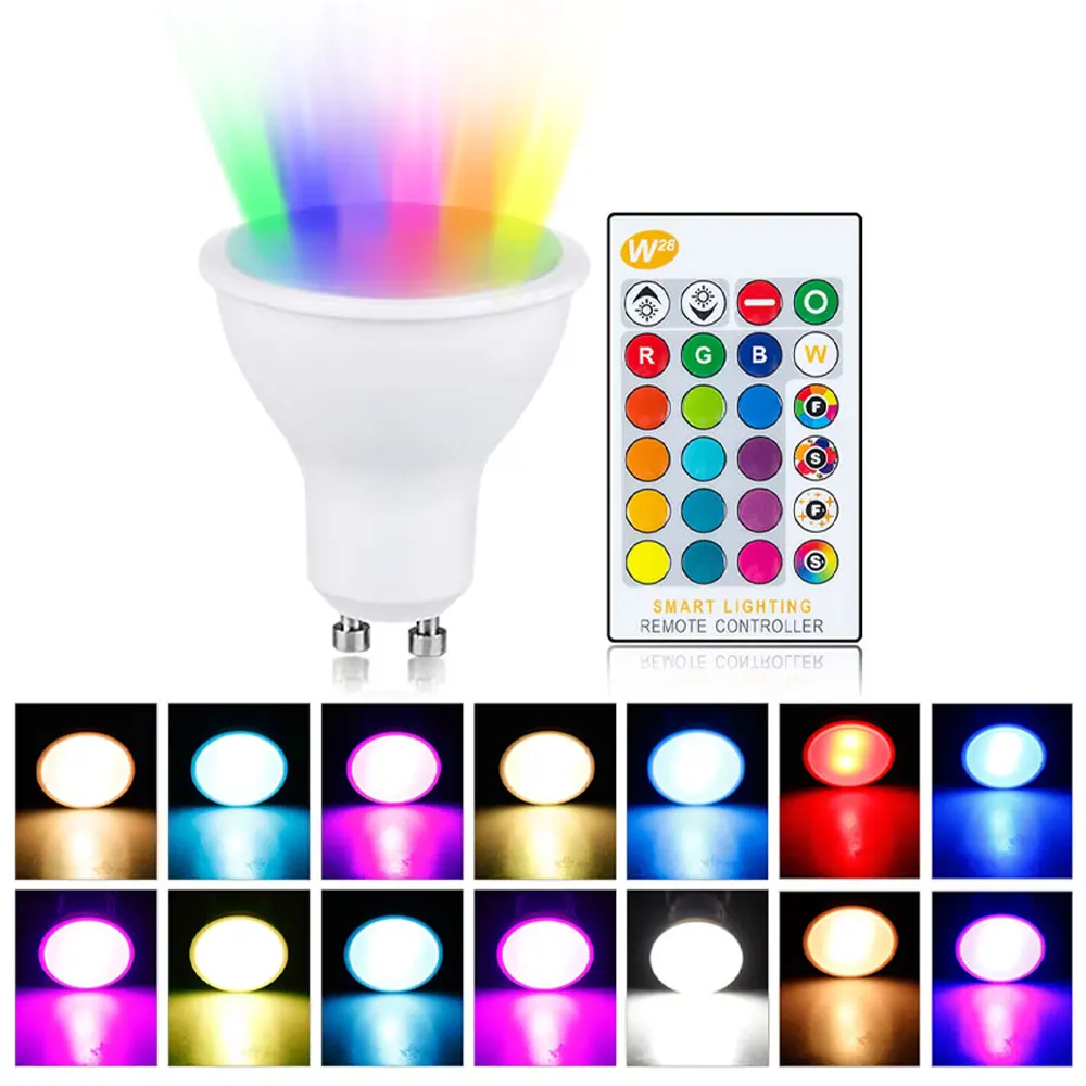 GU10 LED Light Bulb RGBW RGBWW 10W RGB Lamp Dimmable GU10 Spotlight 16 Colors With IR Remote Control AC 85-265V Room Home Decor