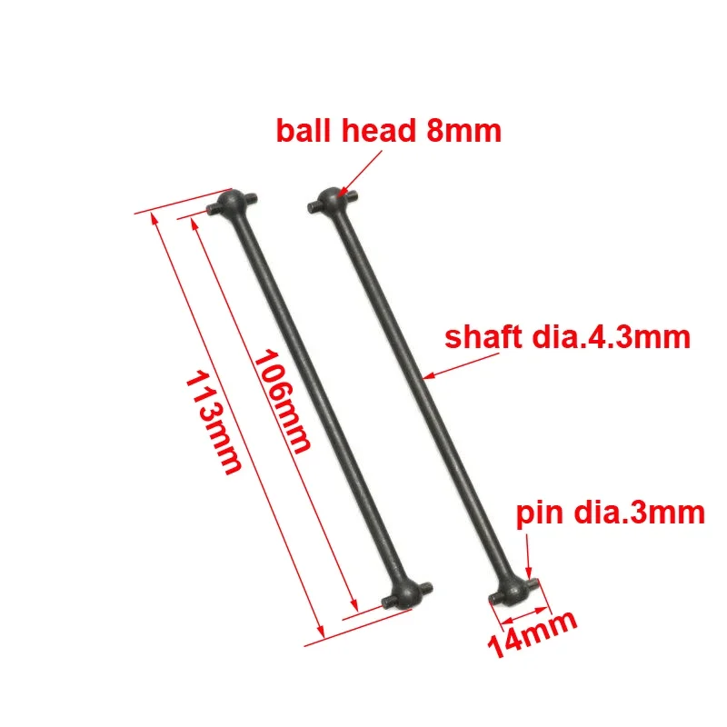 1/8 Linkage Rod Dog Bone Aandrijfas 80.5/88/91/94/95/100/106/132/139.5mm voor 1:8 RC Model Auto DIY Wielen Transmissie As