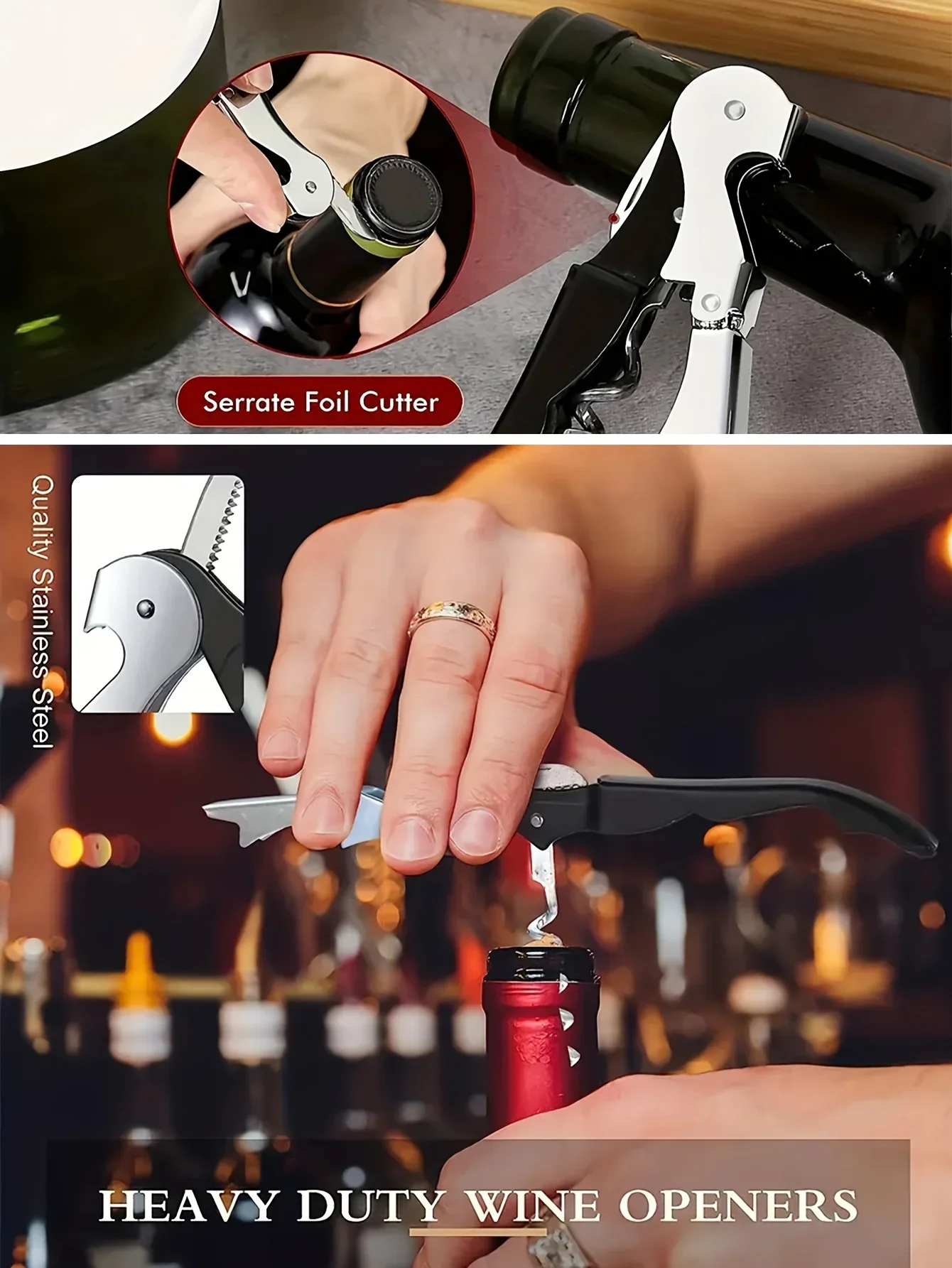 1pc Premium Edelstahl Wein Flasche Opener Multifunktionale Flaschenöffner Wein Korken Schraube Korkenzieher Bier Kappe Entferner bar – Detail 6