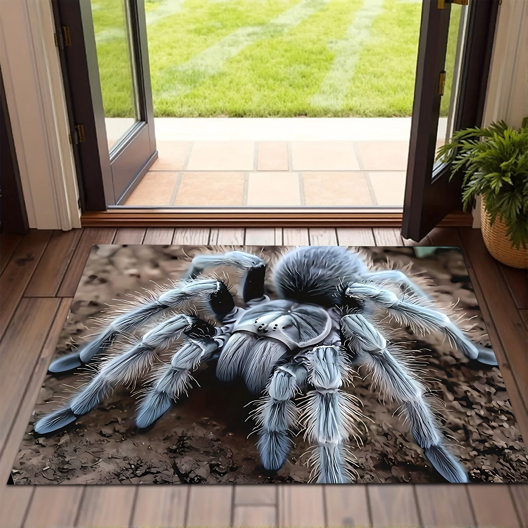 Unique Spooky Spider Rug Carpet Halloween Gothic Decor Polyester Area Mat Pet Friendly Haunted House Aesthetic Wall Art Gift for