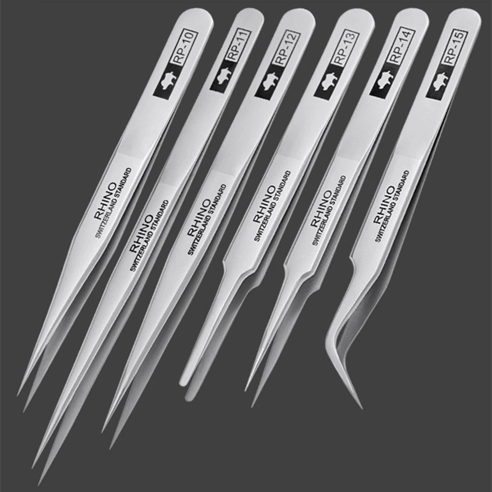 TOOLS RP Series High-hardness Carbon Steel Anti-magnetic Anti-acid Tweezers for Beauty Electronics Jewelry Industry PRO RHINO