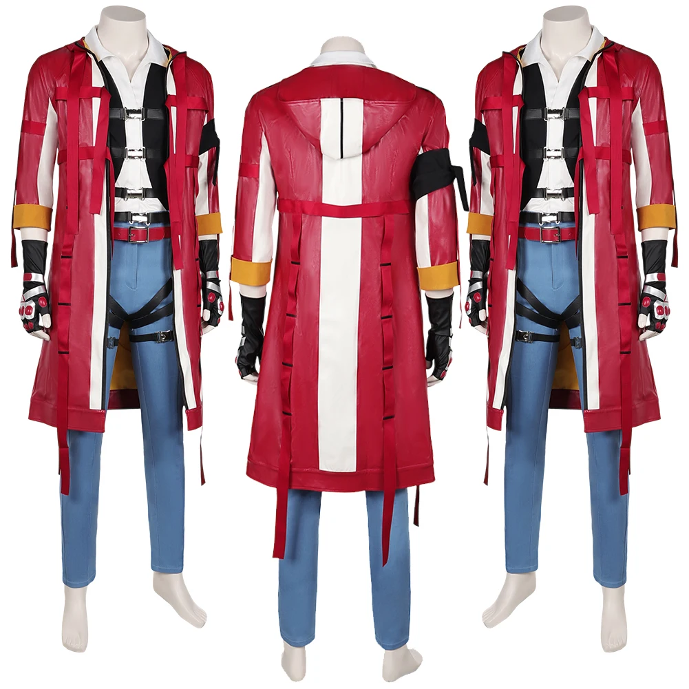 Game Tekken 8 LEO Cosplay Fantasy Outfits Anime Men Disguise Costume Red Coat Gloves Full Set Male Halloween Party Fantasia Suit