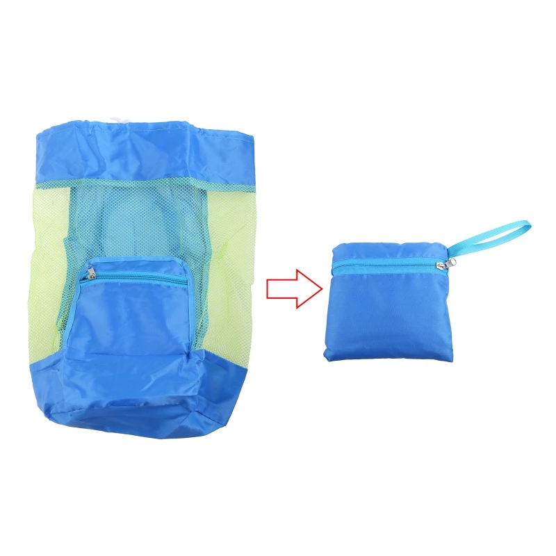 Foldable Swim Pool Toy Storage Bag with Double Shoulder Strap Black Red Blue