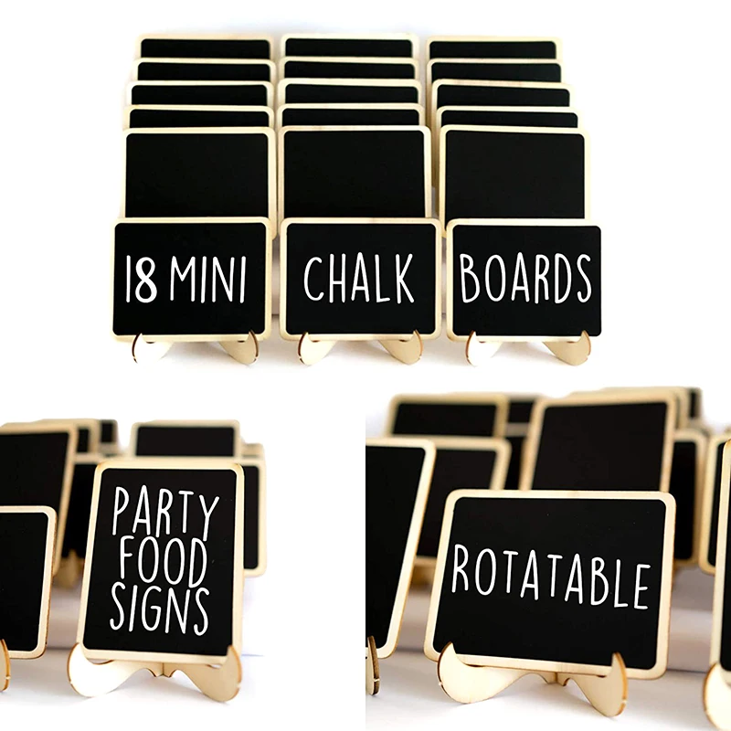 

10PCS Mini Chalkboard Signs With Easel Wedding, Birthday Parties, Message Board Signs And Event Decor Wooden Place Cards