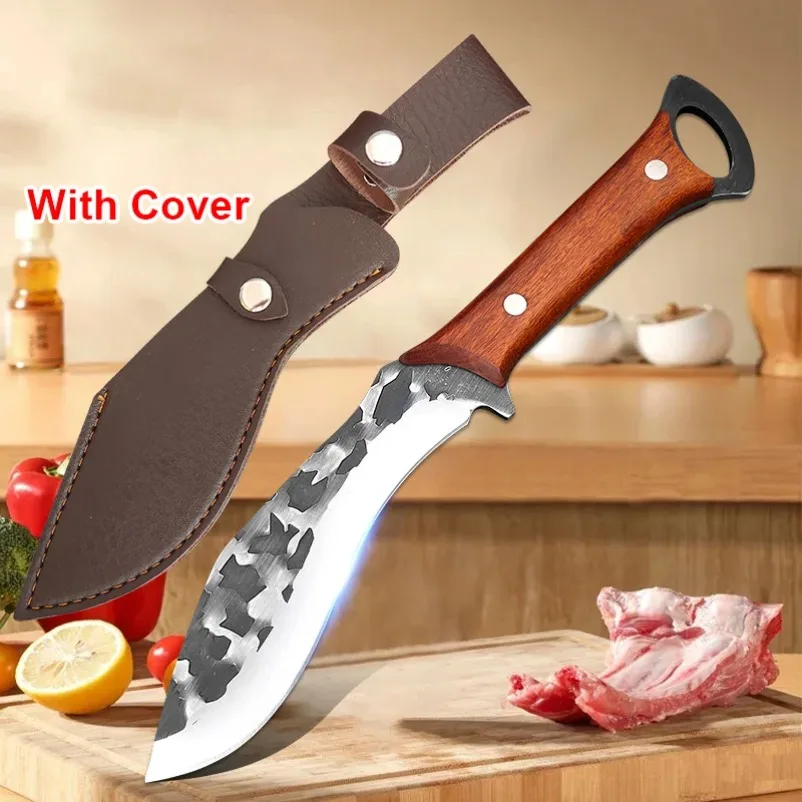 Metzger-Ausbeinmesser Handgeschmiedete Klinge Kochmesser zum Kochen Gemüse Schneiden Obst Fisch Filetieren Messer mit Scheide