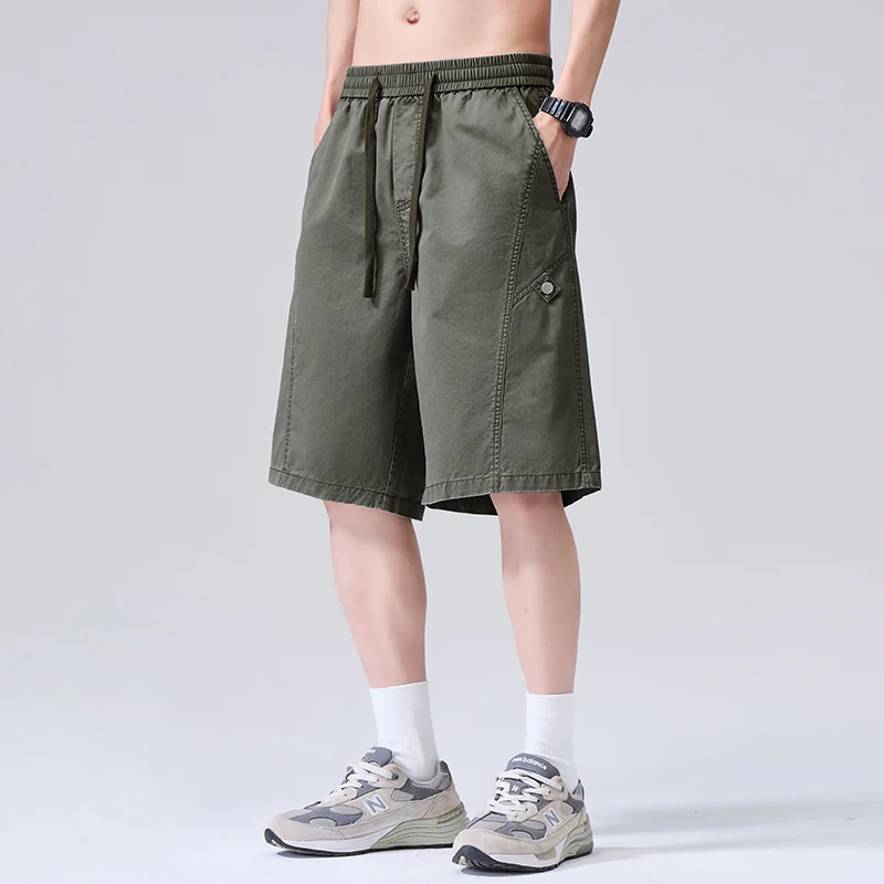 

Мужские повседневные шорты KSTUN из 100% хлопка, летние разноцветные свободные шорты с широкими штанинами 5 дюймов, модель 2026 года, с эластичным поясом на шнурке