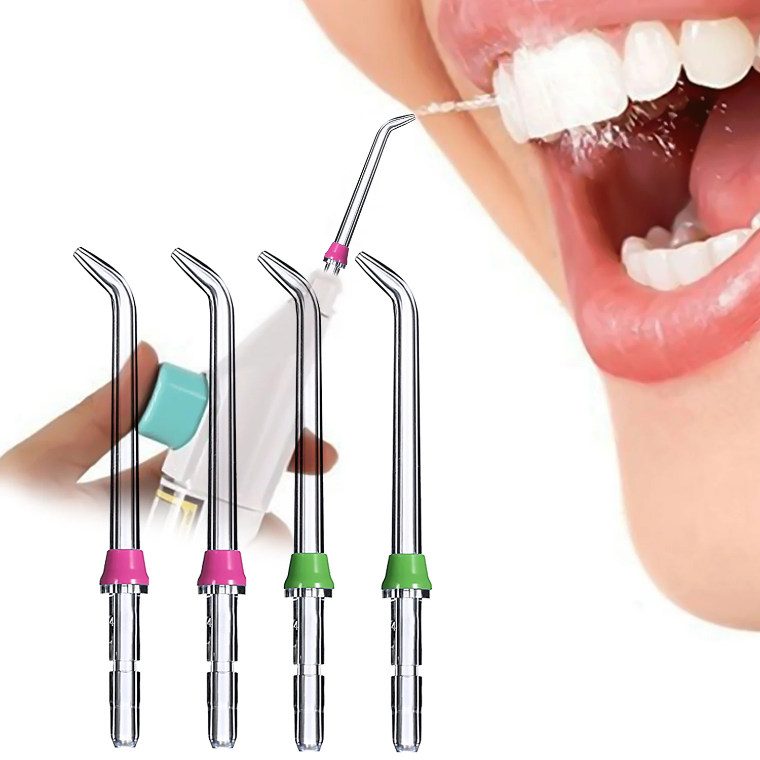 

4PCS Classic Dental Oral Irrigator Replacement Jet Nozzle Tips Accessories Compatible with Waterpik Water Flosser WP-100 WP-108