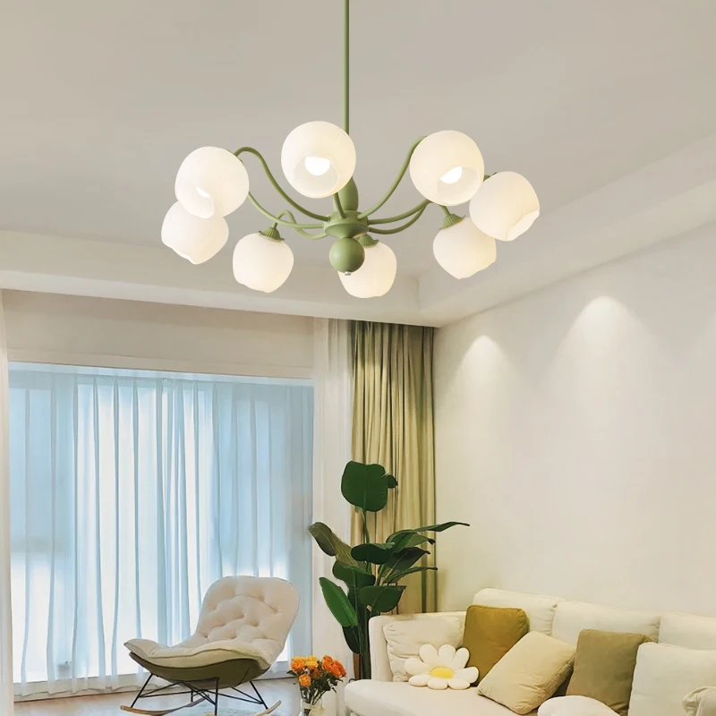 

YEBMLP Green Classical Hanging Lamps Indoor Flower Design Chandelier Living Room Bedroom Dining Kitchen Decorative Pendant Light