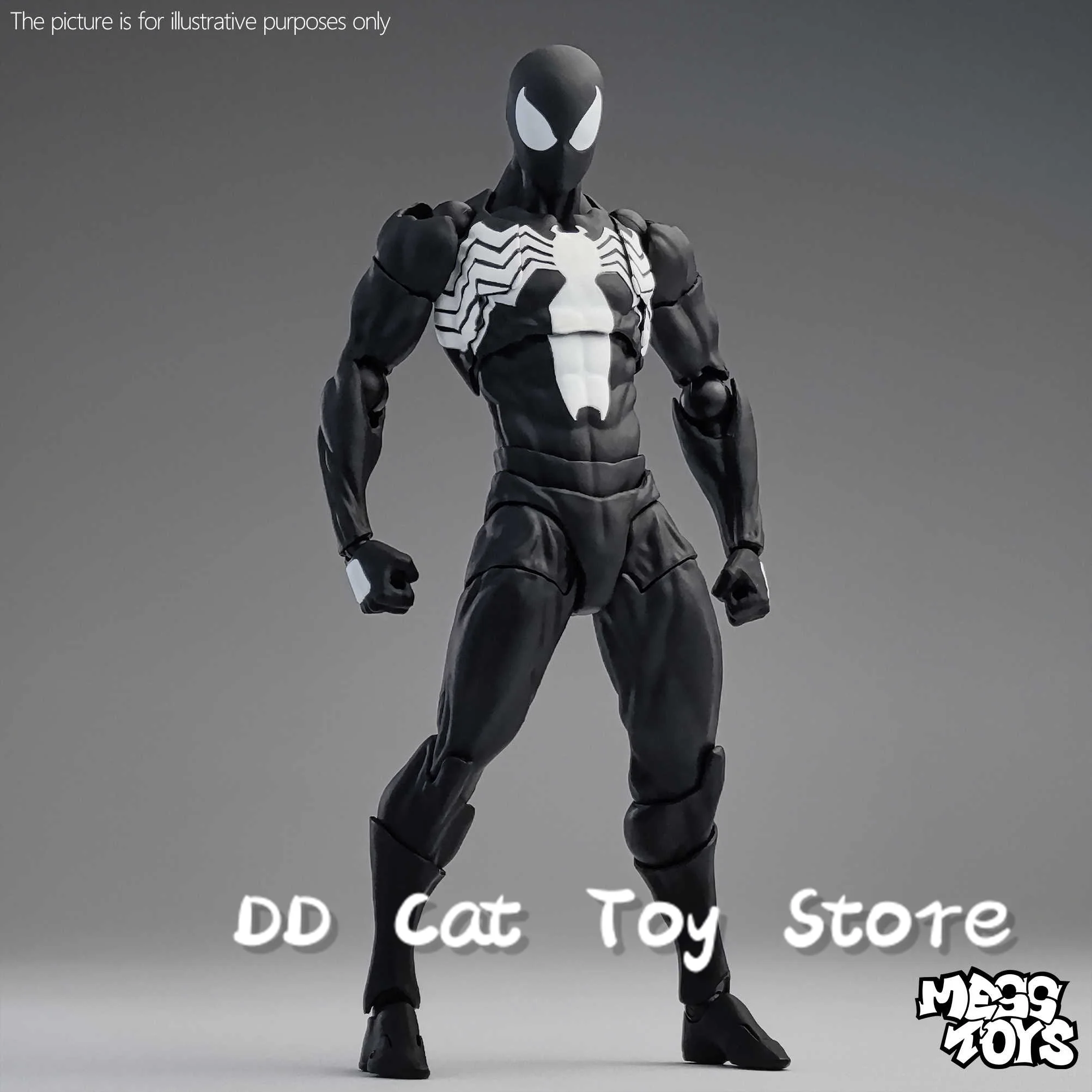 

MESS TOYS Black Suit Neighbor Symbiote Spider Man Black Venom Battle Suit 1/12 Joint Mobile Action Figure Collectible Model Toy