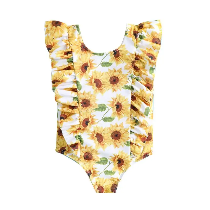 

1-5 Years Children Girls One Piece Swimsuit Sling Print Beach Bikini Swimwear Toddler Girl Cute Baby Girls Swimsuits Biquini