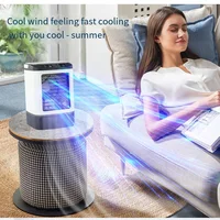 Ventilateur de climatisation portable USB, humidificateur à double brumisation, boîte à glace, ventilateur de refroidissement de bureau à 3 vitesses avec lumière de nuit LED 2