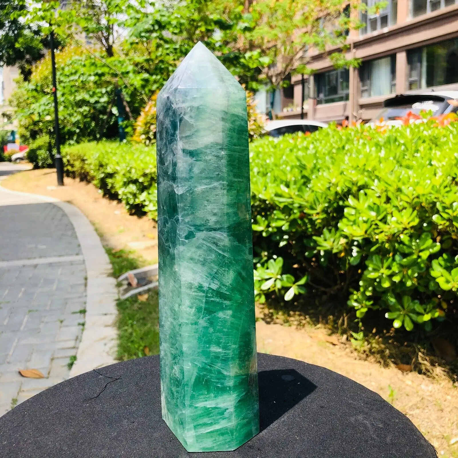 Natural Green Fluorite Tower Quartz Crystal Mineral Obelisk Wand Point Healing Home Office Decoration Craft Gifts