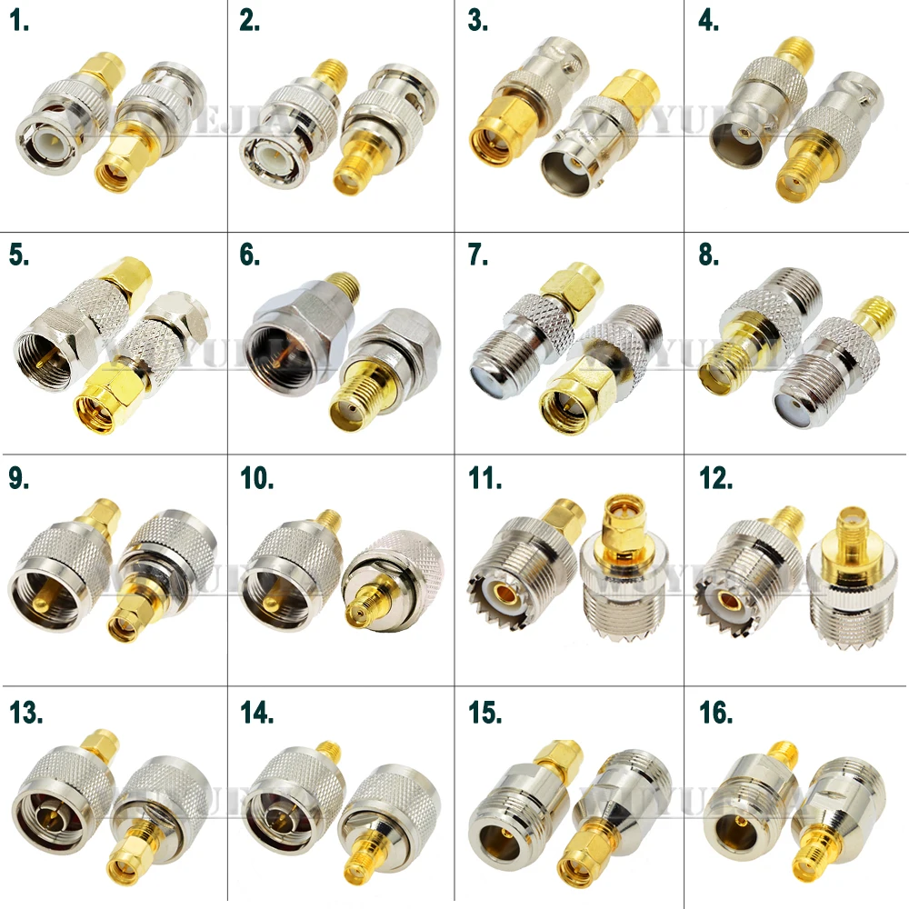 

1Pc Connector SMA Type to Q9 BNC / F / SL16 UHF / L16 N Male Plug or Female Jack Straight 50ohm RF Coaxial Adapter Fast shipping