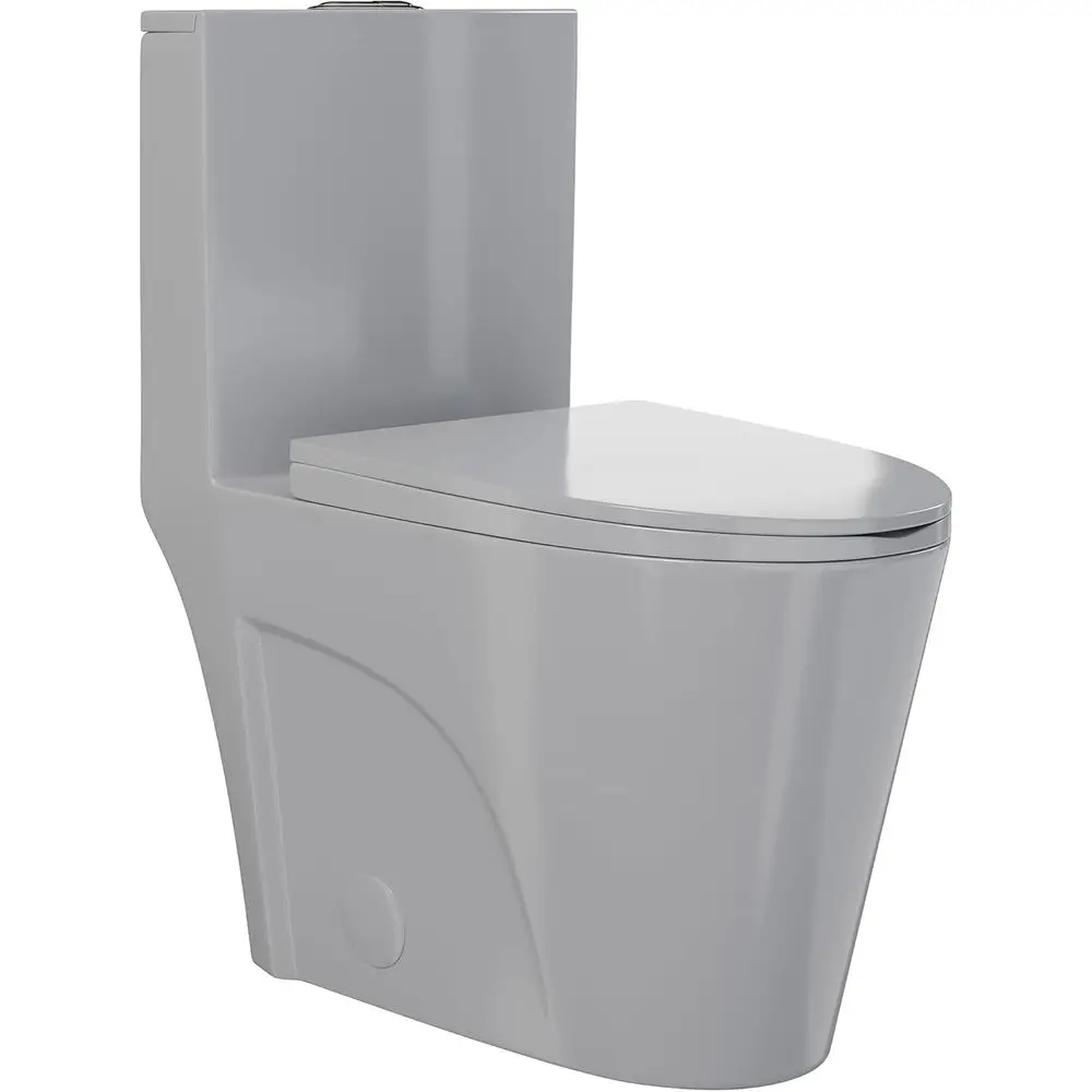 

St. Tropez SM-1T254GG One-Piece Elongated Toilet Vortex Dual-lush 1.1/1.6 gp with Comort Chair Seat ADA Height in Glossy Gray