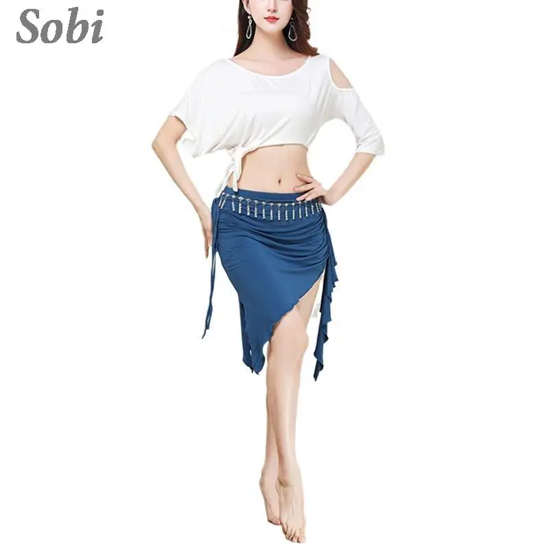 2023 Belly Dance Costume Set Modal Half Sleeve Crop Top Irregular Skirt Oriental Dance Practice Trainning Suit Bellydance Outfit