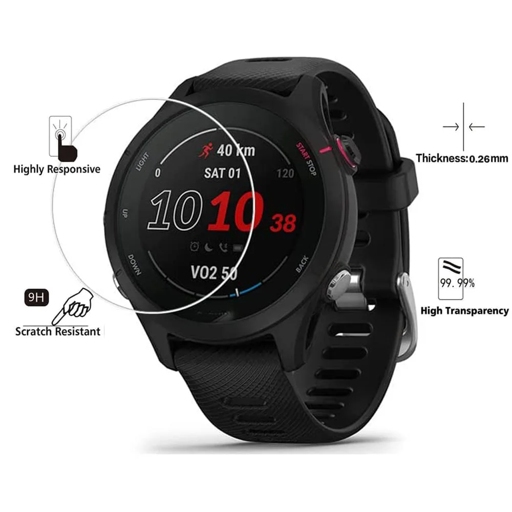 Vidro temperado claro para Garmin Forerunner, protetor de tela HD, filme à prova de explosão, acessórios anti-impressão digital, 255, 255s, 2pcs