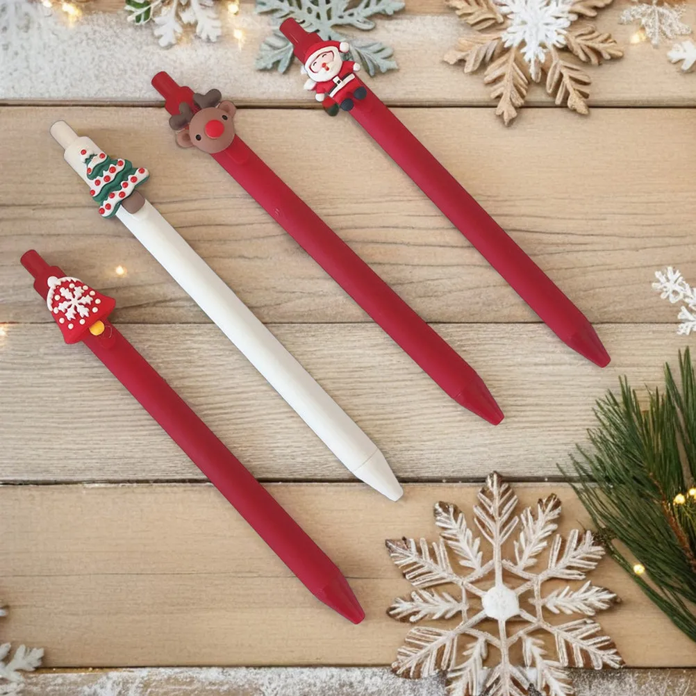 10pcs Christmas Ink Pens with Santa, Tree & Snowman Designs – Fun Holiday Writing Pens for Cards, Crafts & School