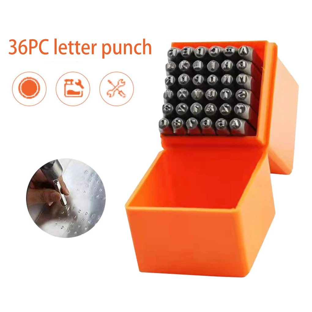 

36Pcs Stamping Tools Hardened Number Stamps Lightweight Square Alphabet Handy Hard Punch Set Home Jewelry DIY Crafts