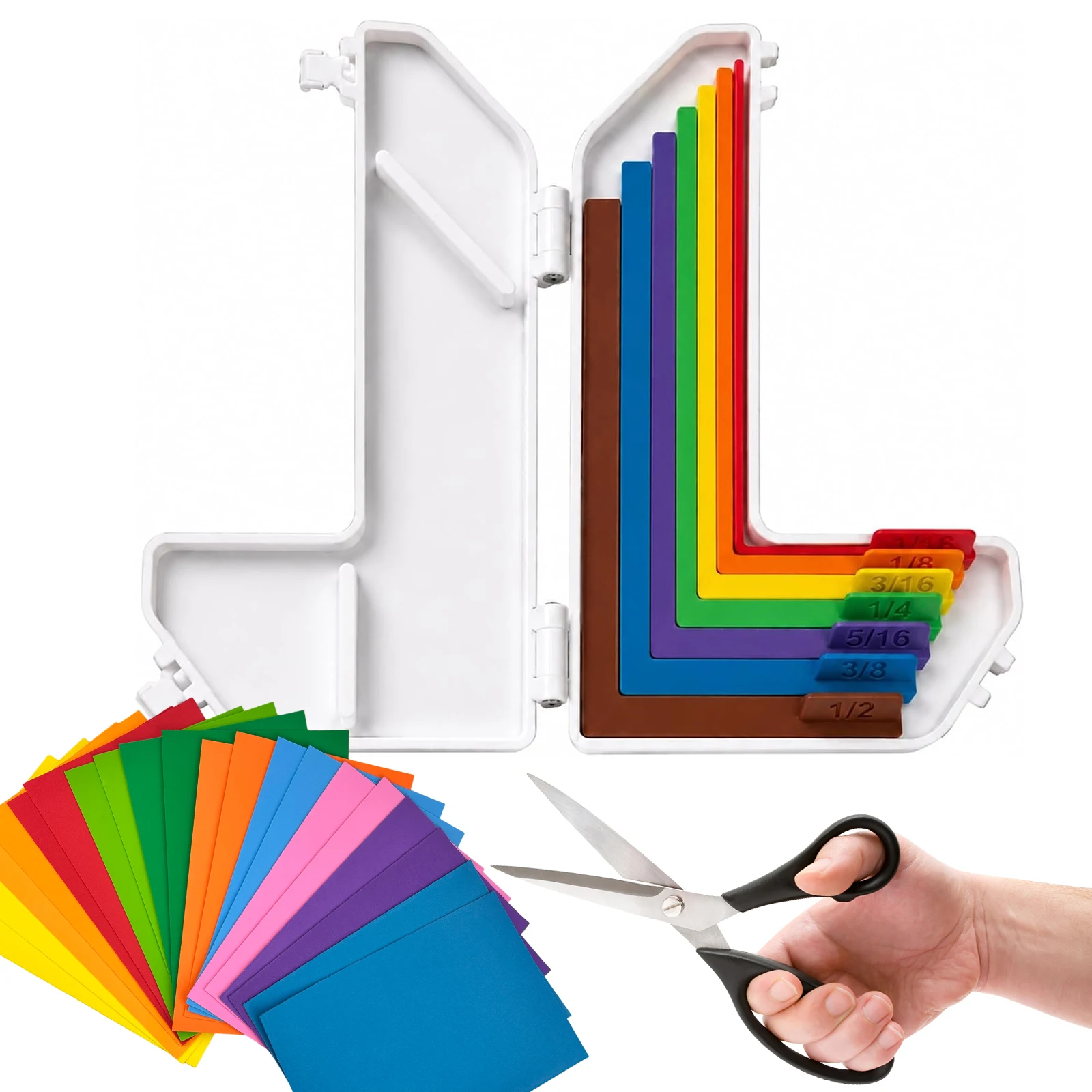 Paper Crafting Alignment Guides Set, 7 Color-Coded L-Shaped Margin Positioning Tools, High Precision Card Making Spacing Ruler