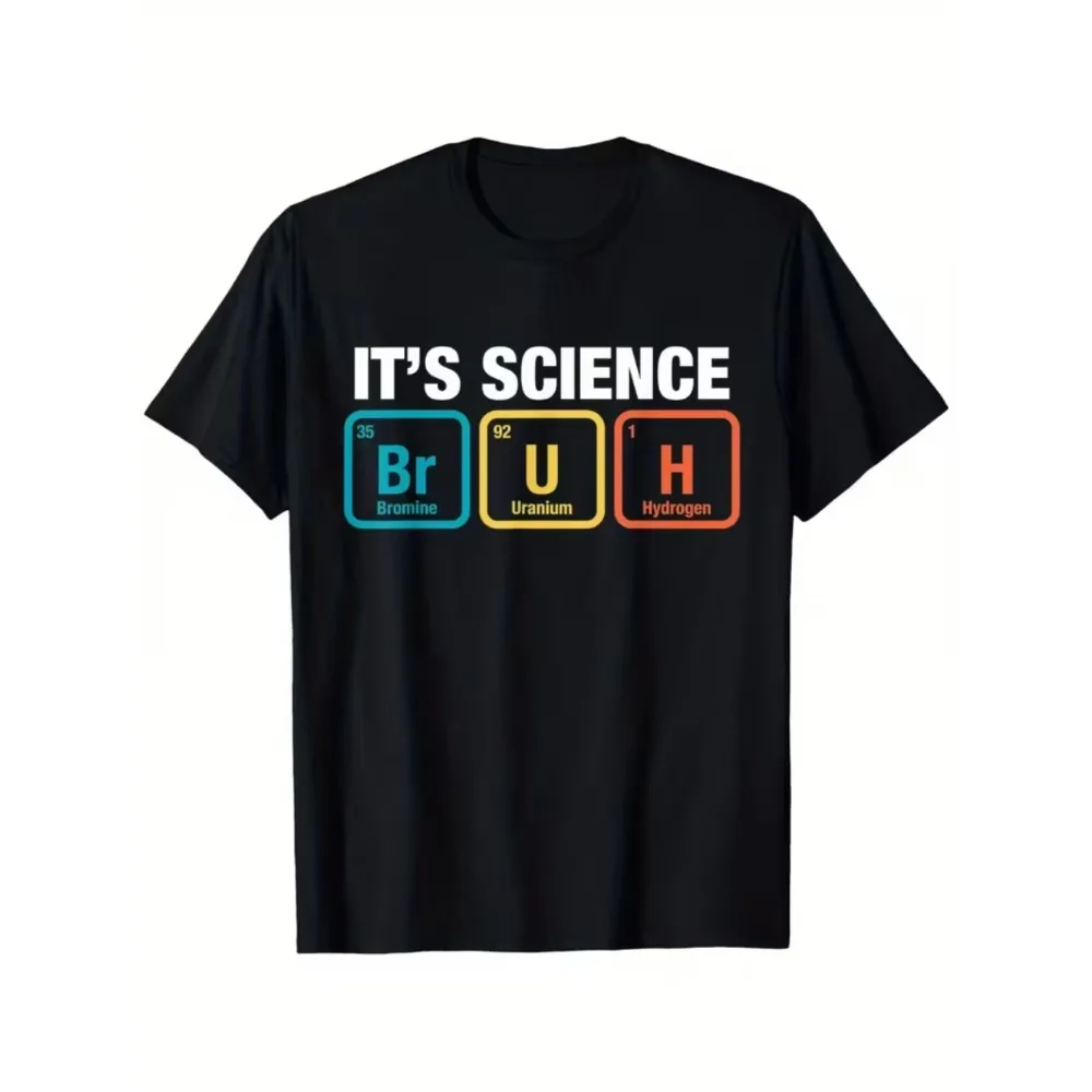 Funny Science Periodic Table Graphic T-Shirts Crew Neck Casual Geek Nerd Gift Top for Men Women Teens Spring Summer Daily Wear