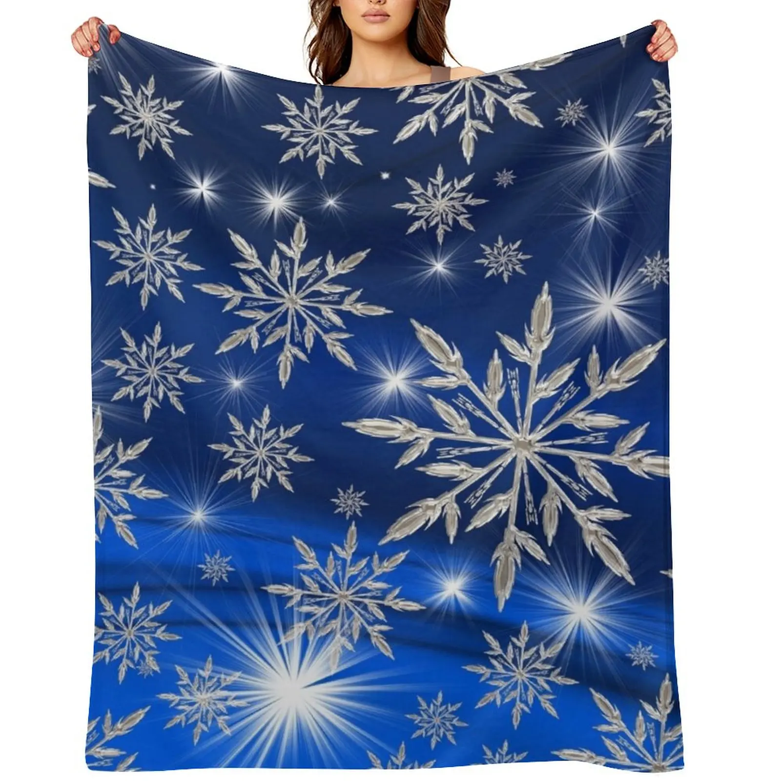

Snowflakes Throw Blanket Luxury Thicken Flannels Luxury Designer Blankets