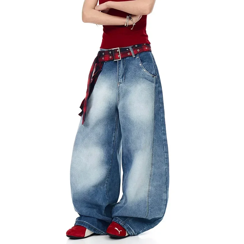 Vrouwen Vintage Blauwe Y2k Jeans Hip Pop Harajuku Wijde Pijpen Denim Broek Amerikaanse Retro Streetwear 2000s 90s Baggy Broek Kleding
