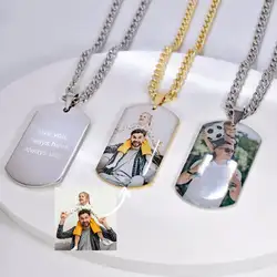 316L Stainless Steel Custom Photo Necklace Engraved Text Picture Pendant Personalized Pet Tag Necklace Memorial Family Jewelry