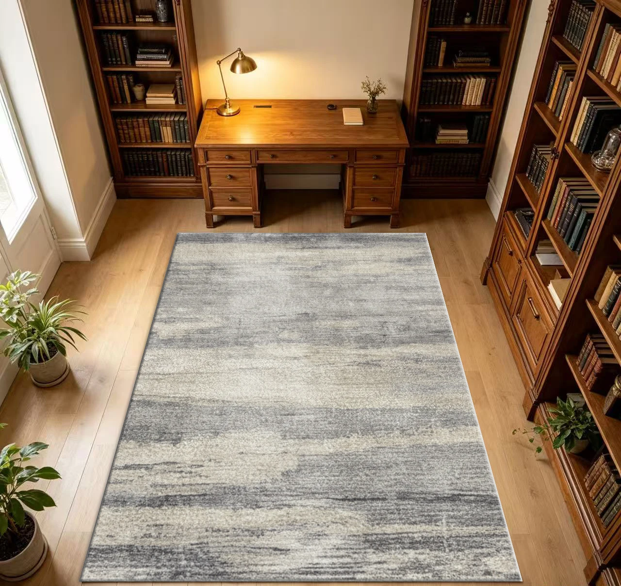 Grey Beige Brush Stroke Carpet Flooring Modern Abstract Textured Home Large Area Rug for Living Room Bedroom