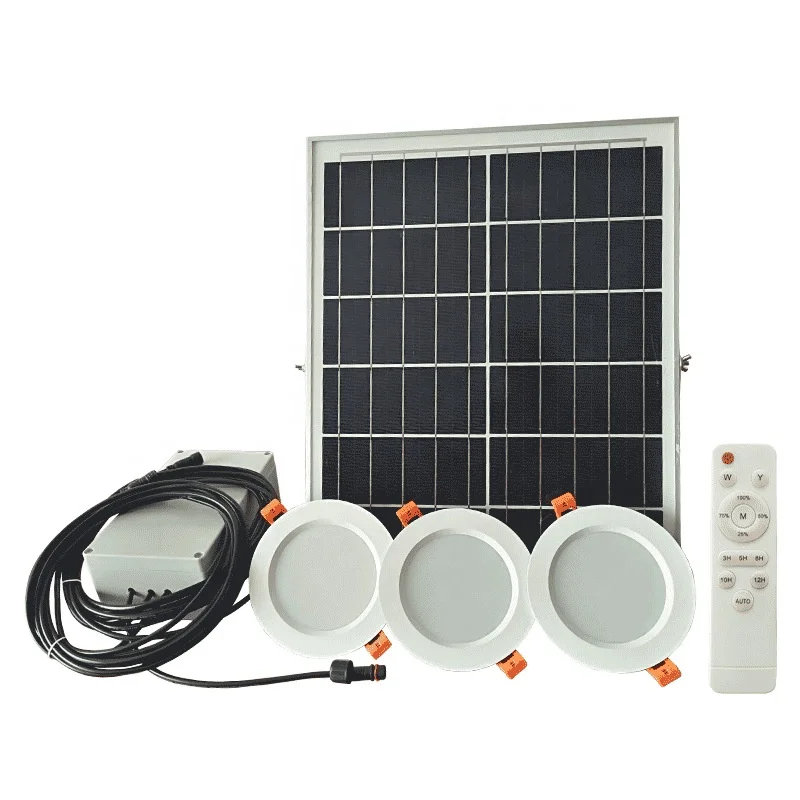 3W 6W Remote Control Solar Powered Led Down Light Adjustable Brightness Indoor Round Recessed Solar Ceiling Lamp