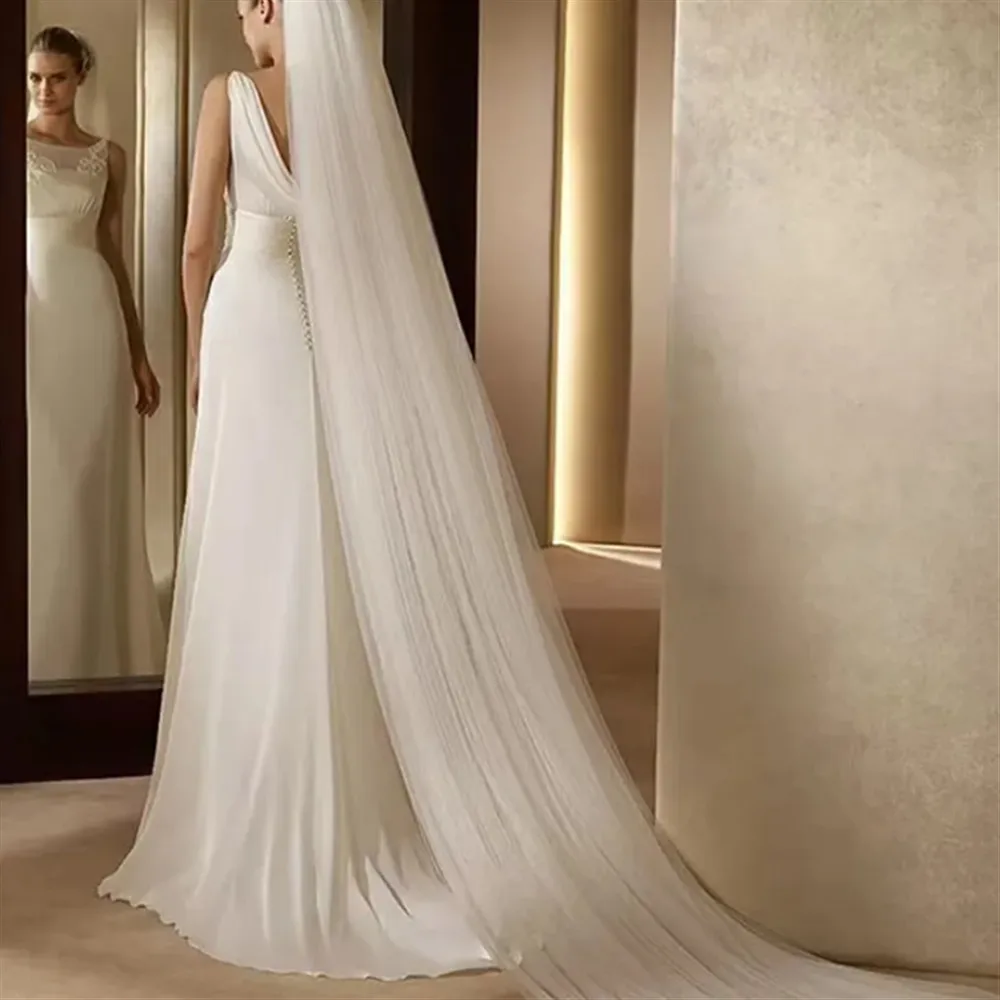 

Elegant Bridal Veil with Comb 3 Meter 1 Layer/2 Layers/3 Layers White Ivory Simple Bride Cathedral Veils Wedding Accessories