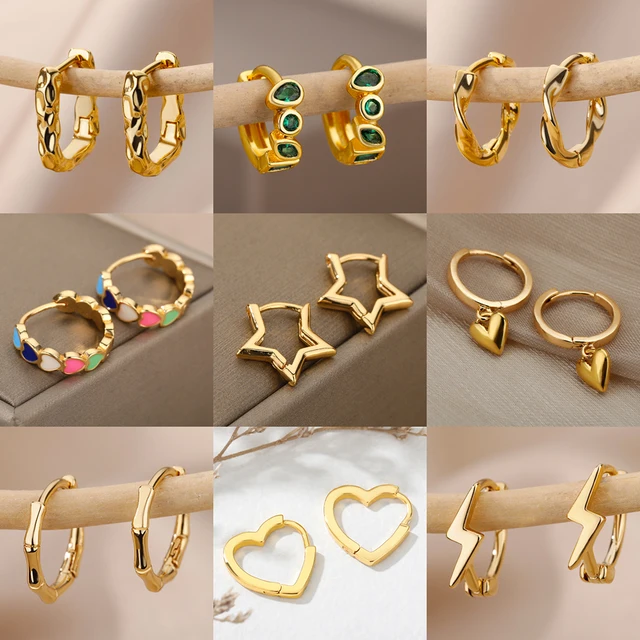 Luksusowe kolczyki Star Pendientes dla kobiet Dziewczyna Minimalistyczny piercing Hoop ze stali nierdzewnej 2025 Nowość w biżuterii y2k aretes de mujer