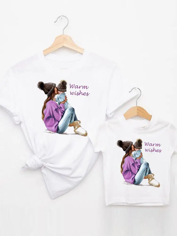 

Women Watercolor Happy Time Love Kid Child Summer 90s Cute Family Matching Outfits Mom Mama Mother Tshirt Tee T-shirt Clothes