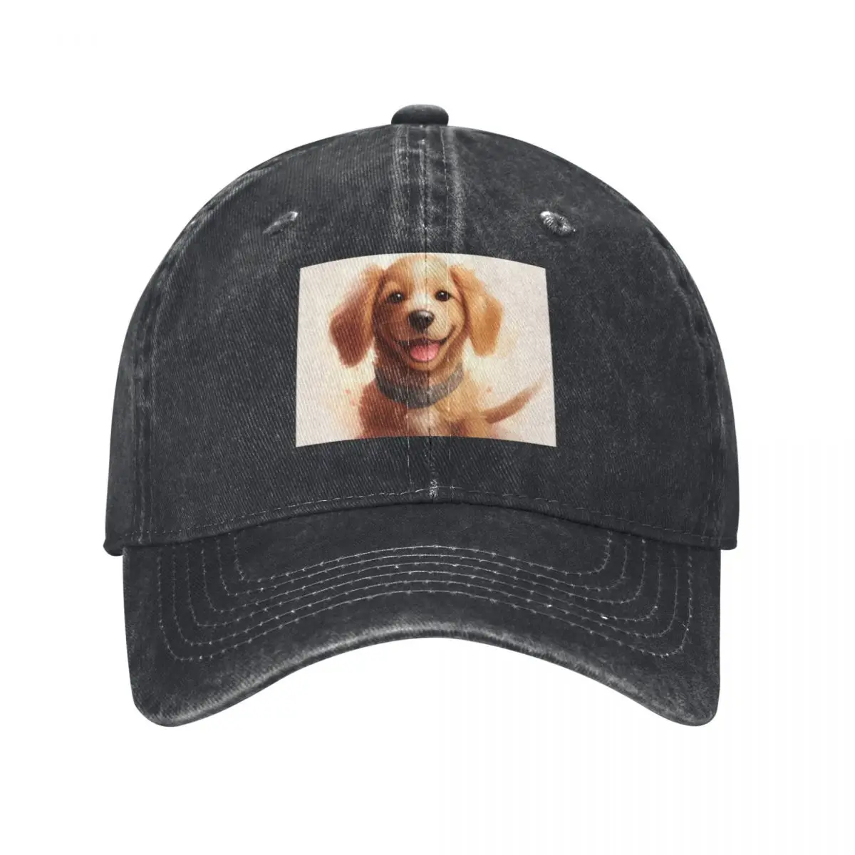 Golden Charm A Heartwarming Tale Puppy Baseball Caps Vintage Denim Washed Headwear Unisex Style Outdoor Running Hats