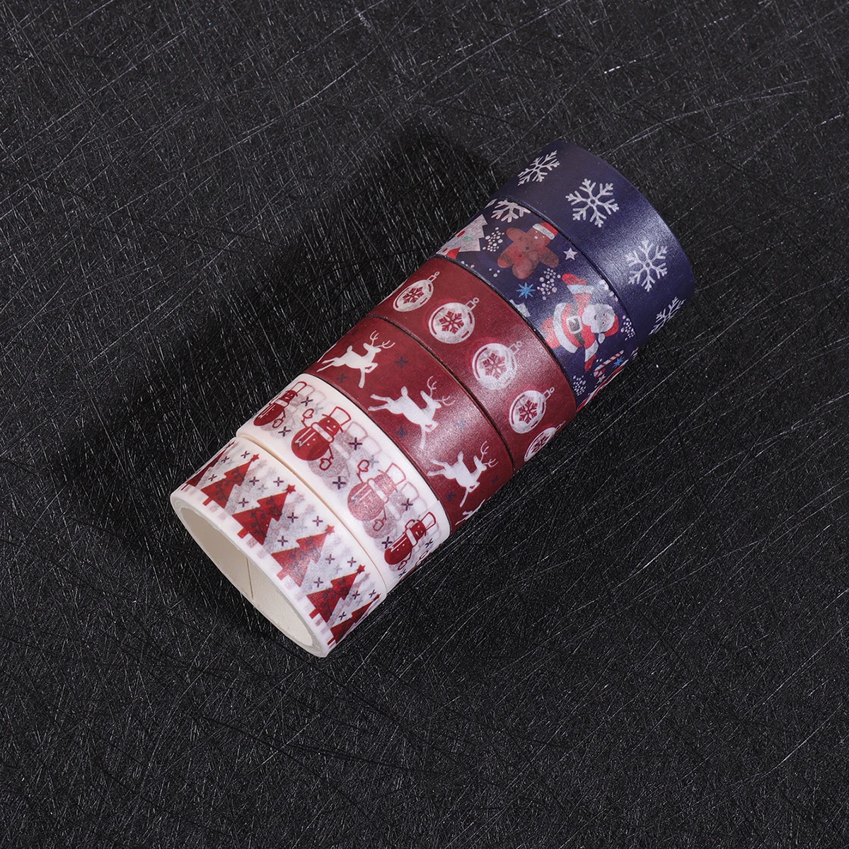 6 لفات/صندوق من شريط واشي بطابع عيد الميلاد، مناسب لمواد تزيين المجلات بنفسك، هدية عطلة للأصدقاء. #6