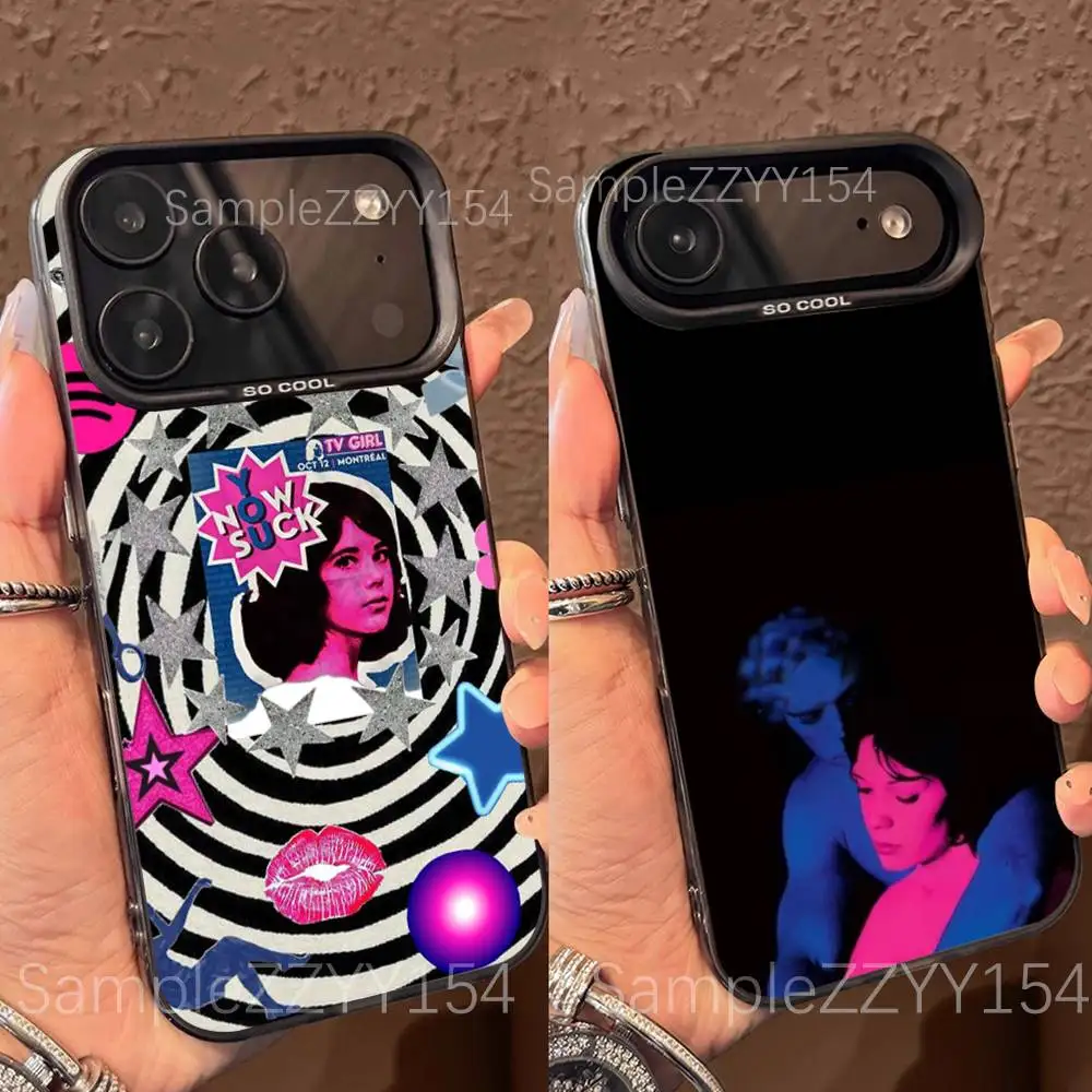 

T-TV Girl Band Phone Case For iPhone 17,16,15,14,13,12,X,8,Pro,Max,Plus,E,SE4,Air,Mini Black IMD Matte