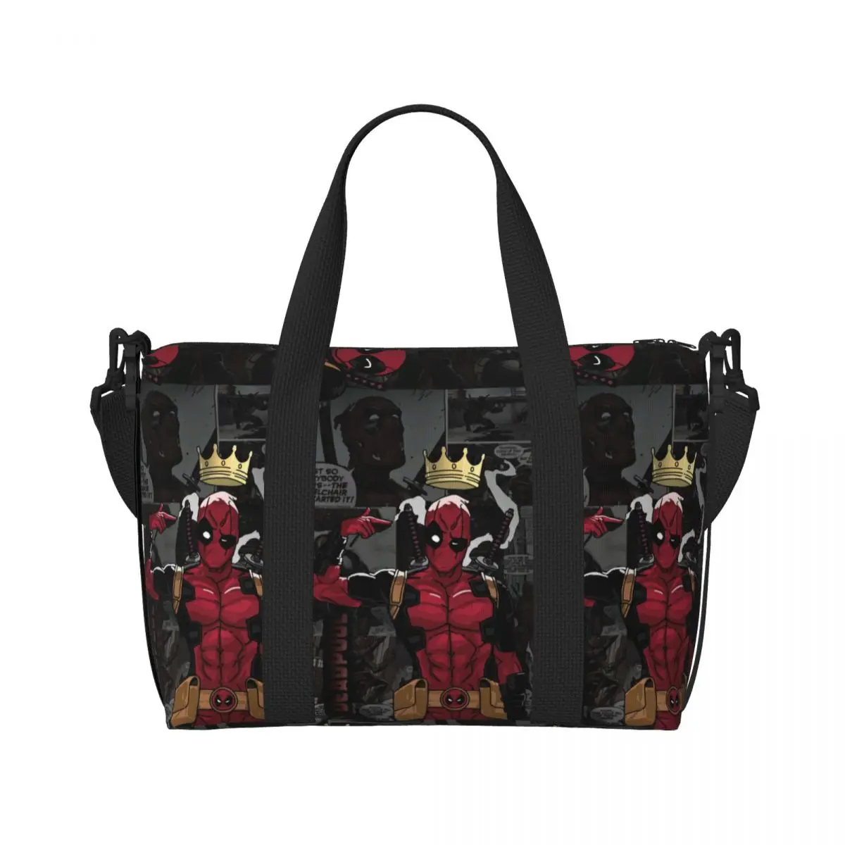 Custom Deadpool Beach Tote Bag Women Large Compartment Beach Gym Travel Bags