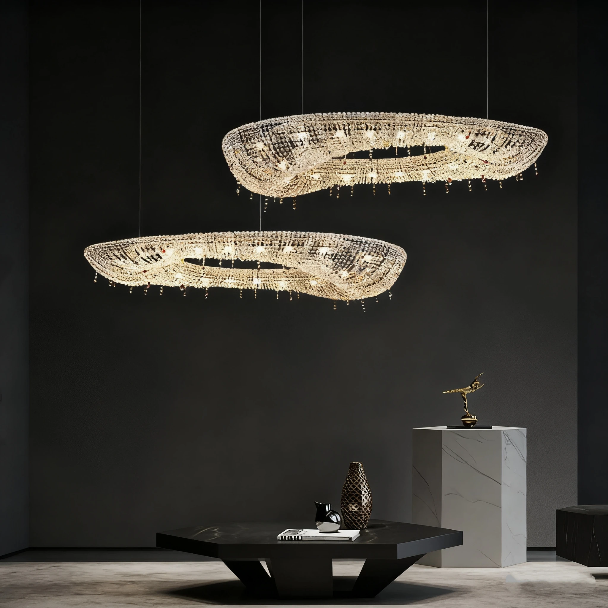 

Italian Luxury K9 Crystal Chandeliers Kitchen Villa Living Dining Room Lighting LED Ceiling Pendant Lights Indoor Decor Lights