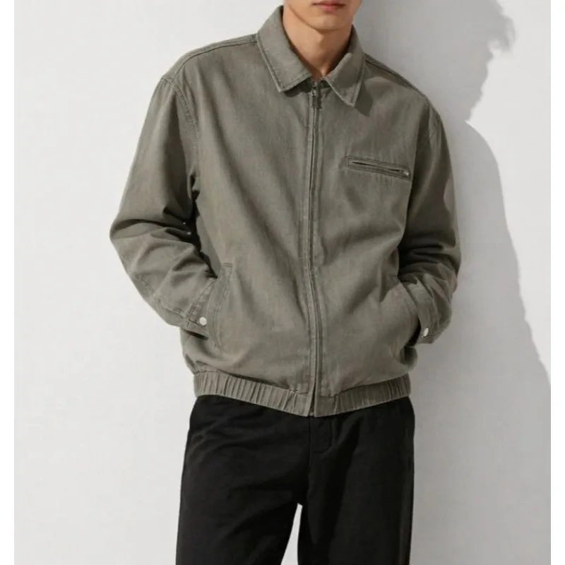 American Vintage Tooling Men's Jacket Trendy Versatile Zipper Pocket Lapel Jacket
